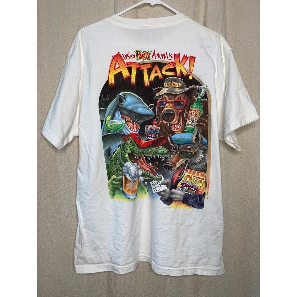Vintage 2000 Jimmy Buffett Margaritaville Party Animals Attack Graphic Shirt L